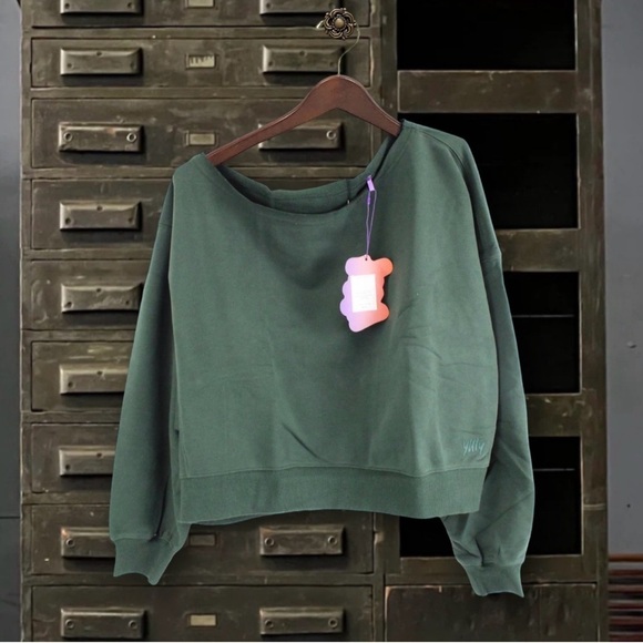 YITTY • Deep Cactus Major Label Everyday Off-The-Shoulder Terry Sweatshirt - Picture 12 of 12